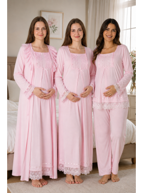 Effortt 3046 PEMBE Dantelli 4lü Hamile Lohusa Seti